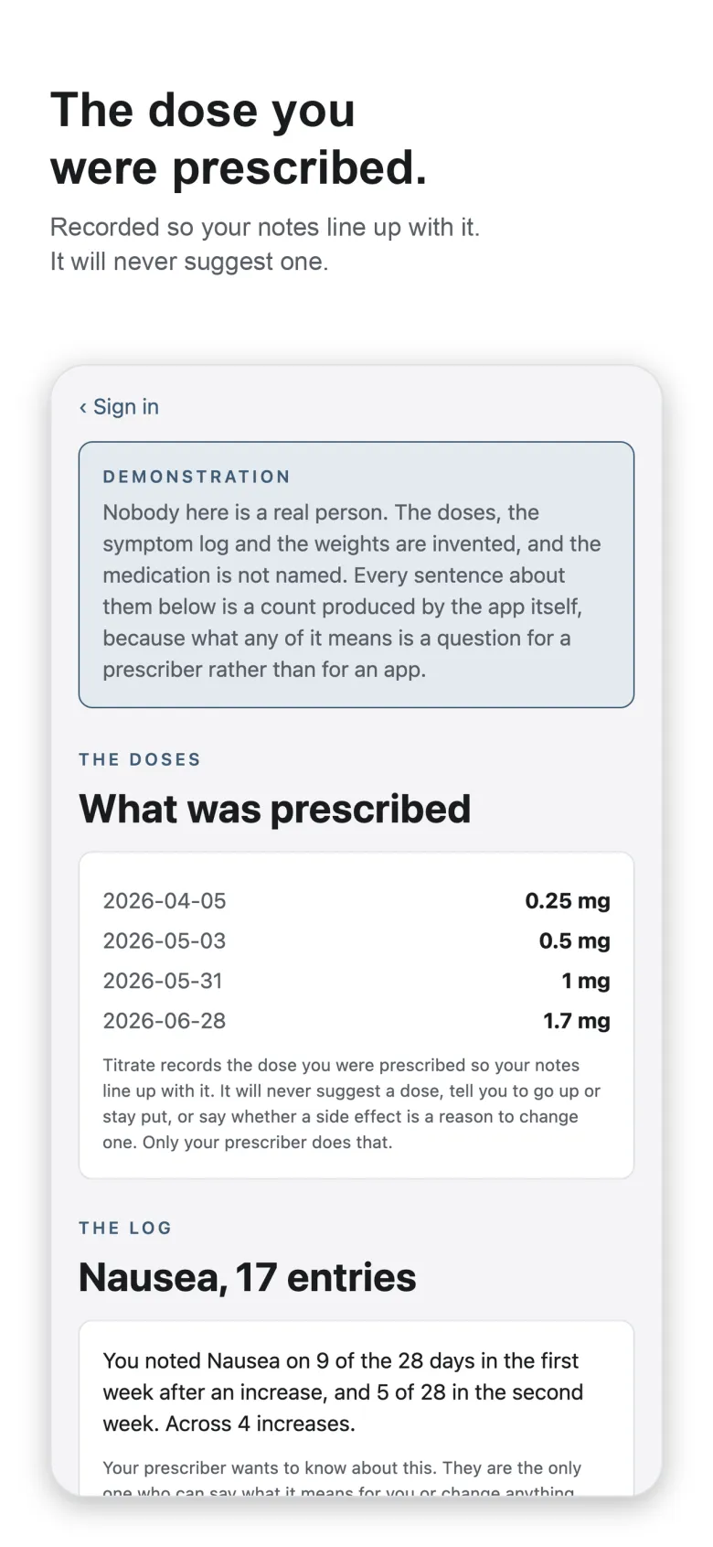 Titrate, screen 1 of 2