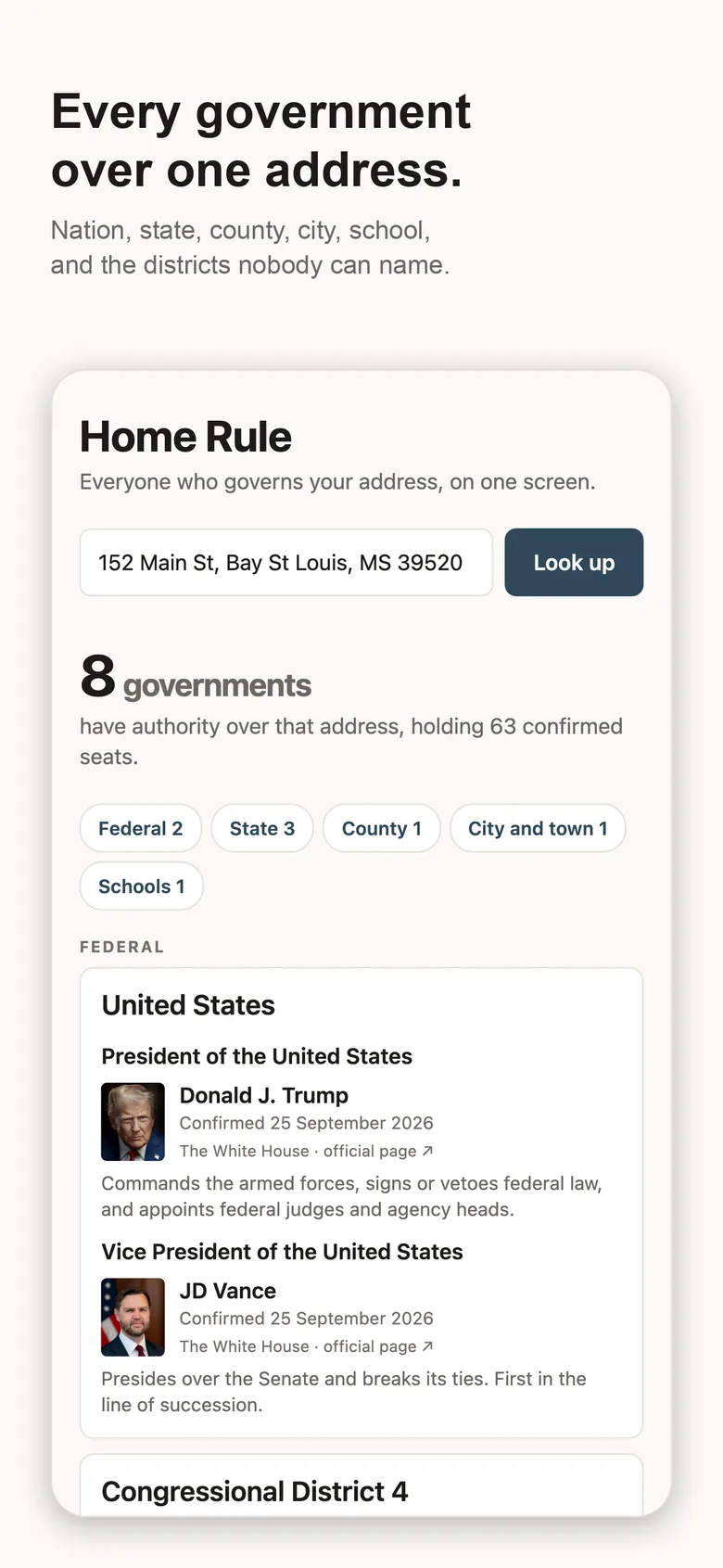 Who Serves, screen 1 of 5